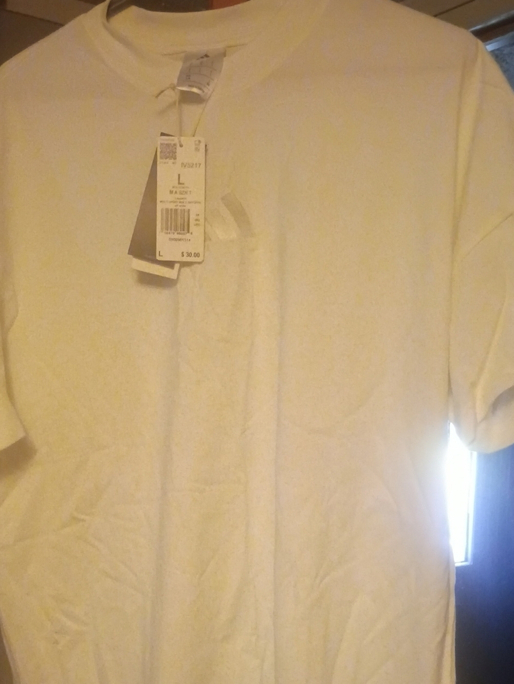 adidas Men's White Short Sleeve Crew Tee with Tag
